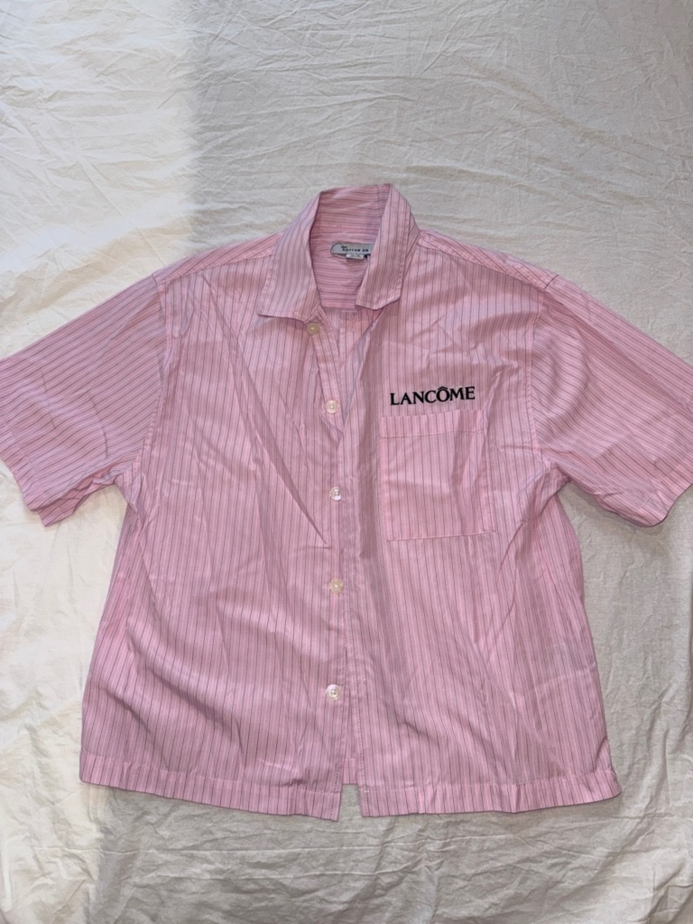 Pink Striped Short-Sleeve Button-Up Shirt